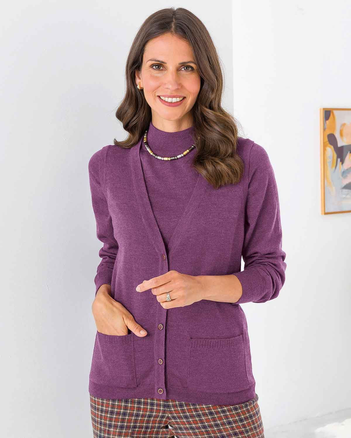 Merino Waistcoat - Plum - The Classic Boutique