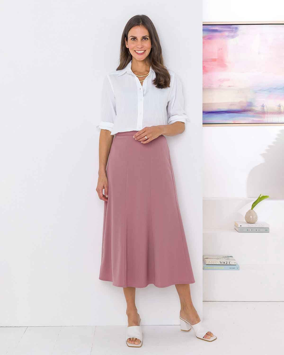 Sandown Skirt - Dusky Rose - The Classic Boutique