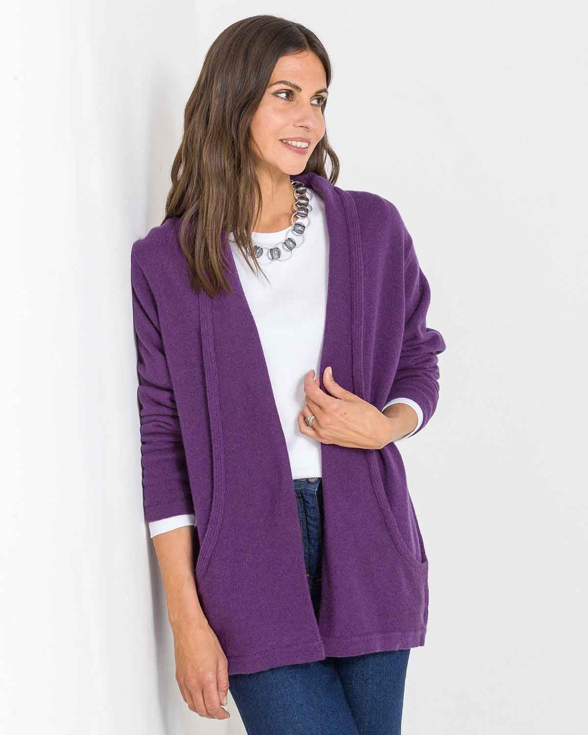 Sienna Edge to Edge Cardigan - Violet - The Classic Boutique
