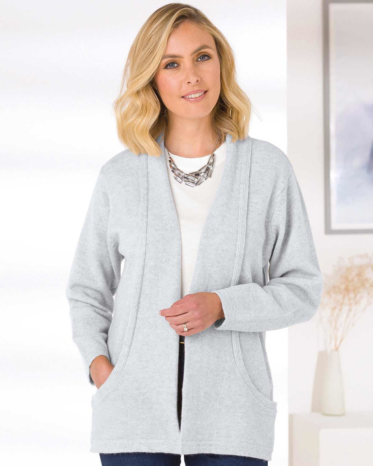 Sienna Edge to Edge Cardigan - Silver - The Classic Boutique