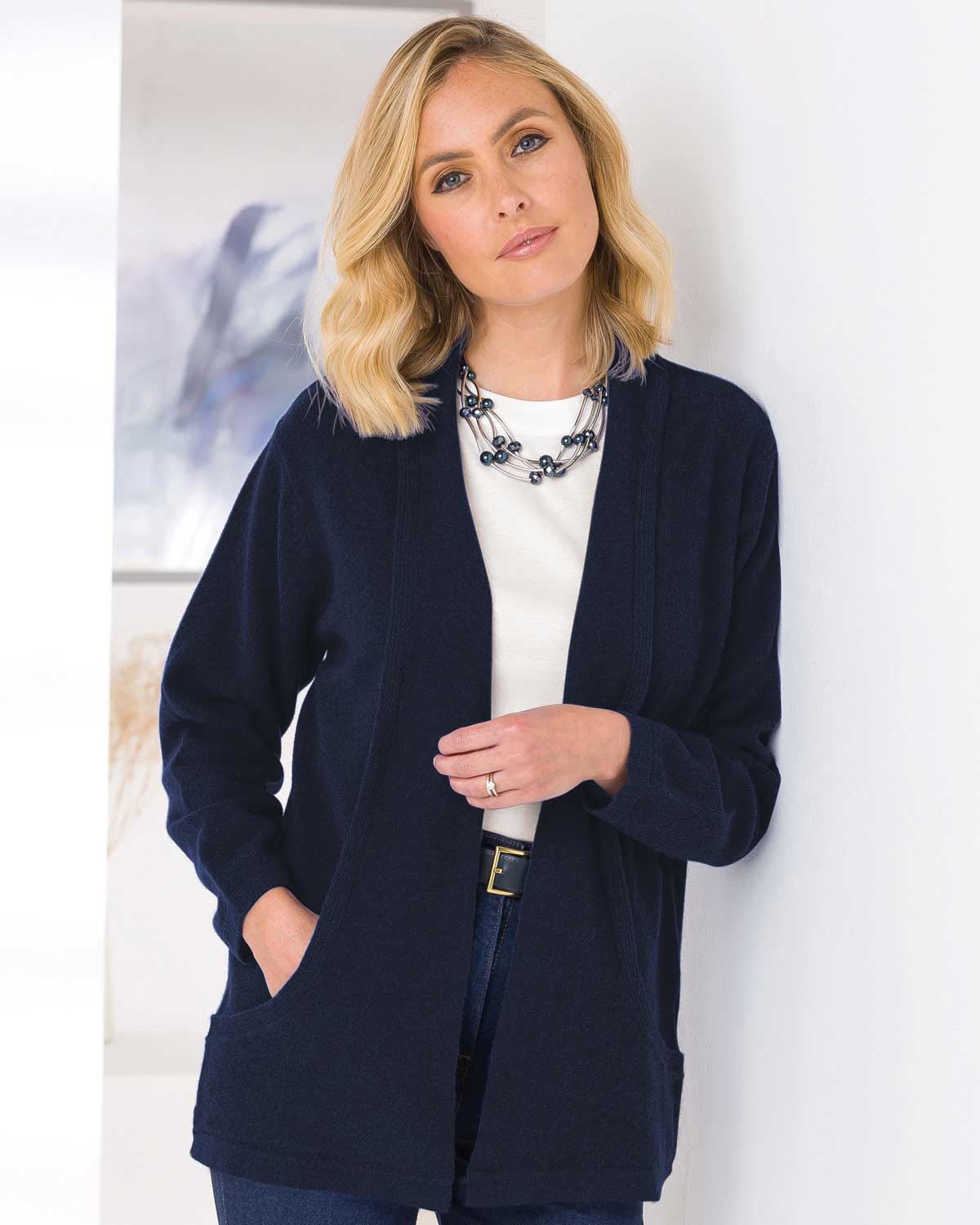 Sienna Edge to Edge Cardigan - Navy - The Classic Boutique