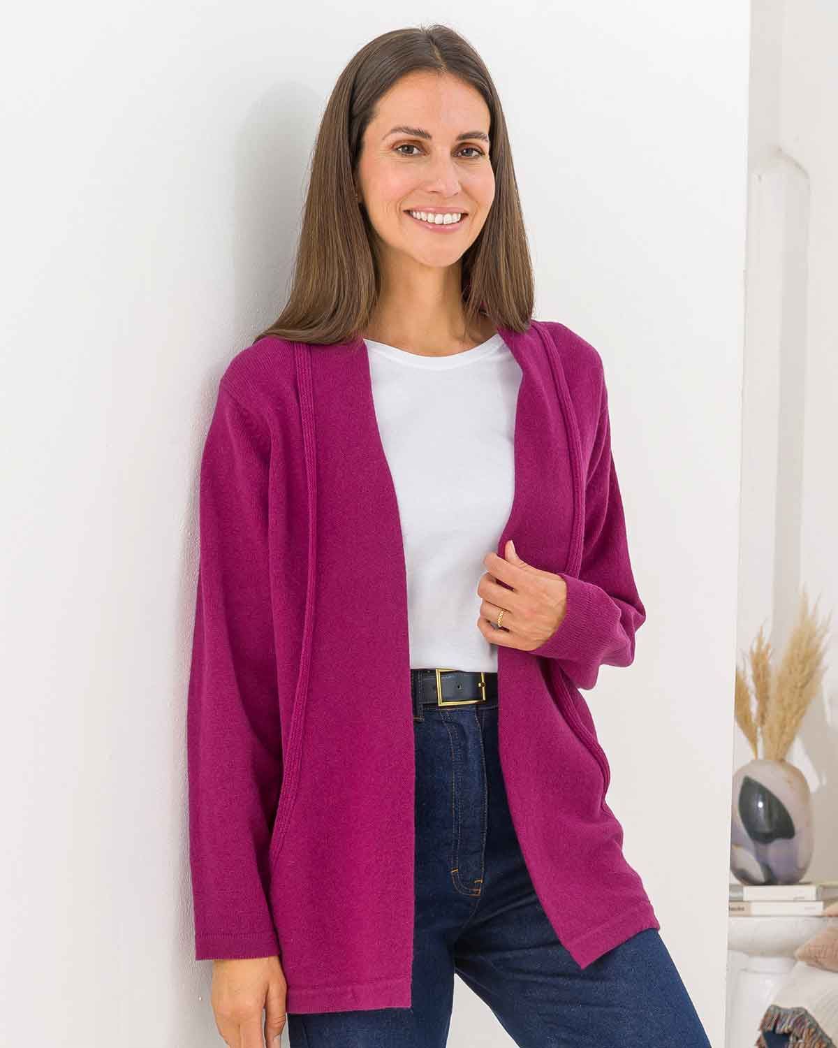 Sienna Edge to Edge Cardigan - Redcurrent - The Classic Boutique