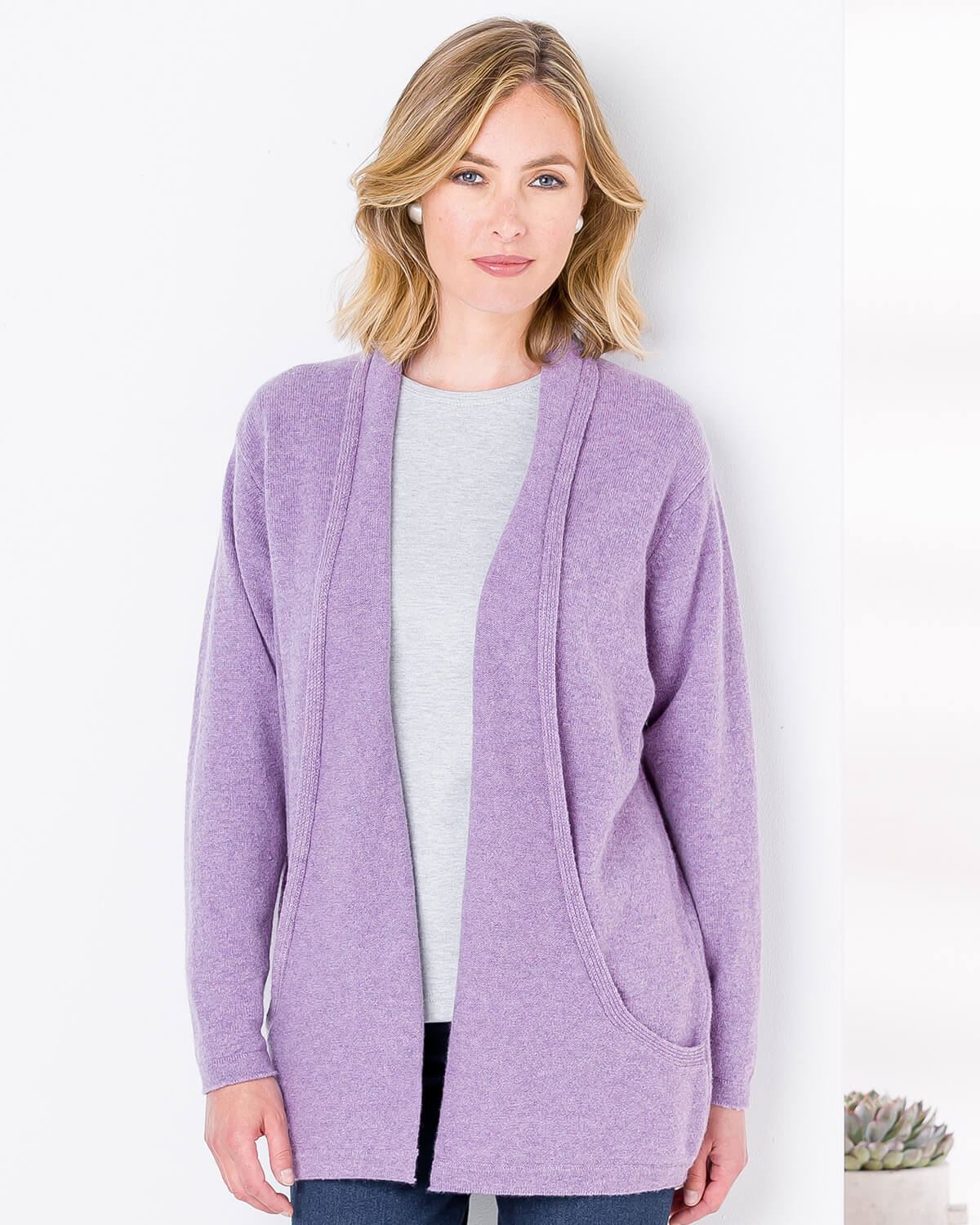 Sienna Edge to Edge Cardigan - Lilac - The Classic Boutique
