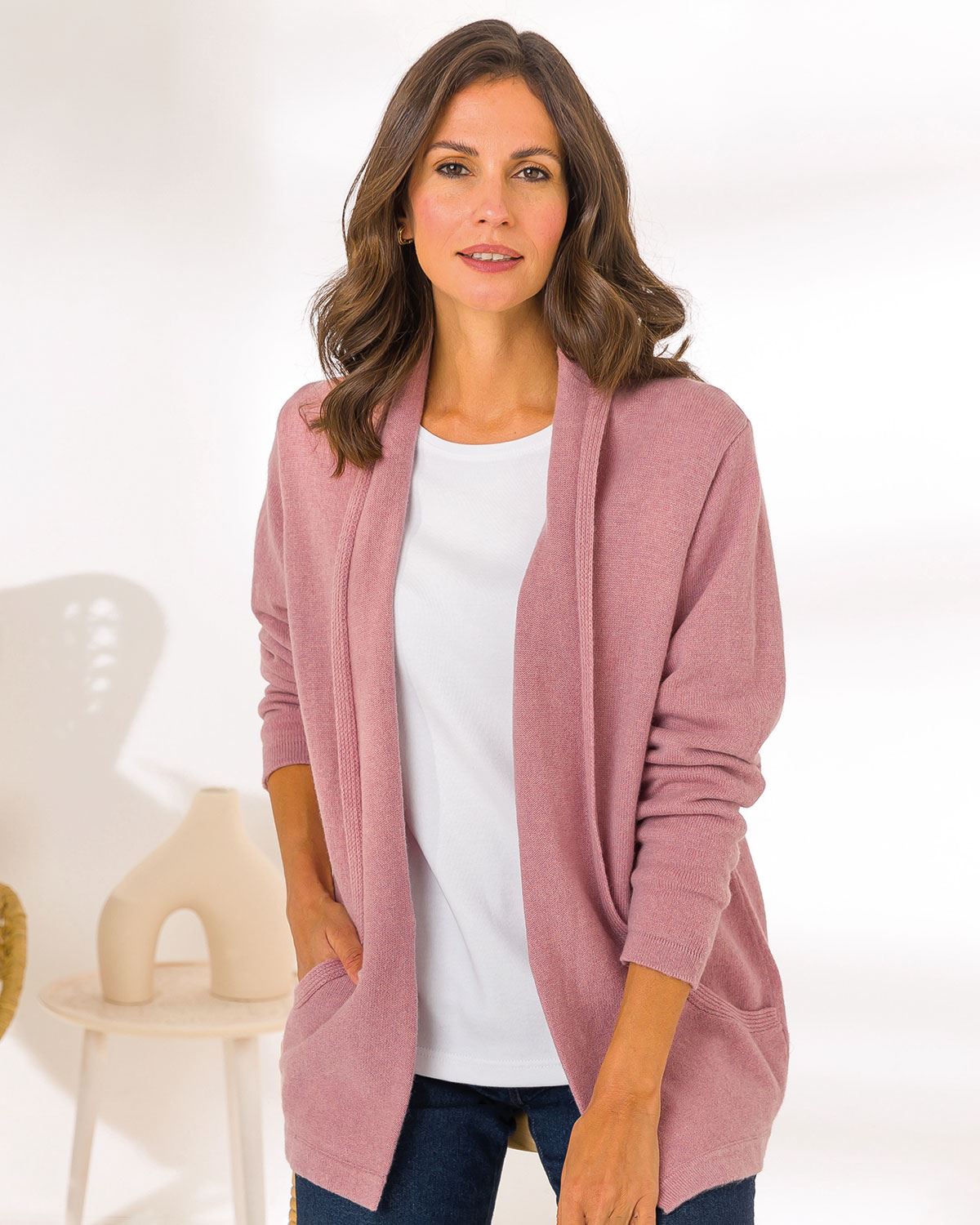 Sienna Edge to Edge Cardigan - Dusky Rose - The Classic Boutique