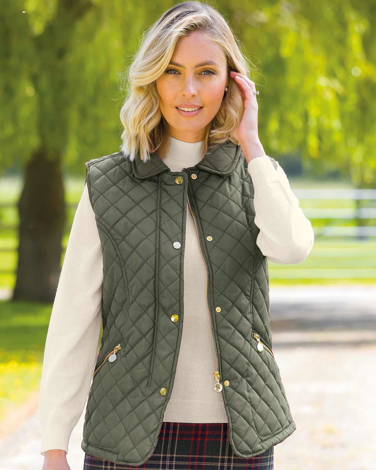 Quilted Gilet - Olive - The Classic Boutique