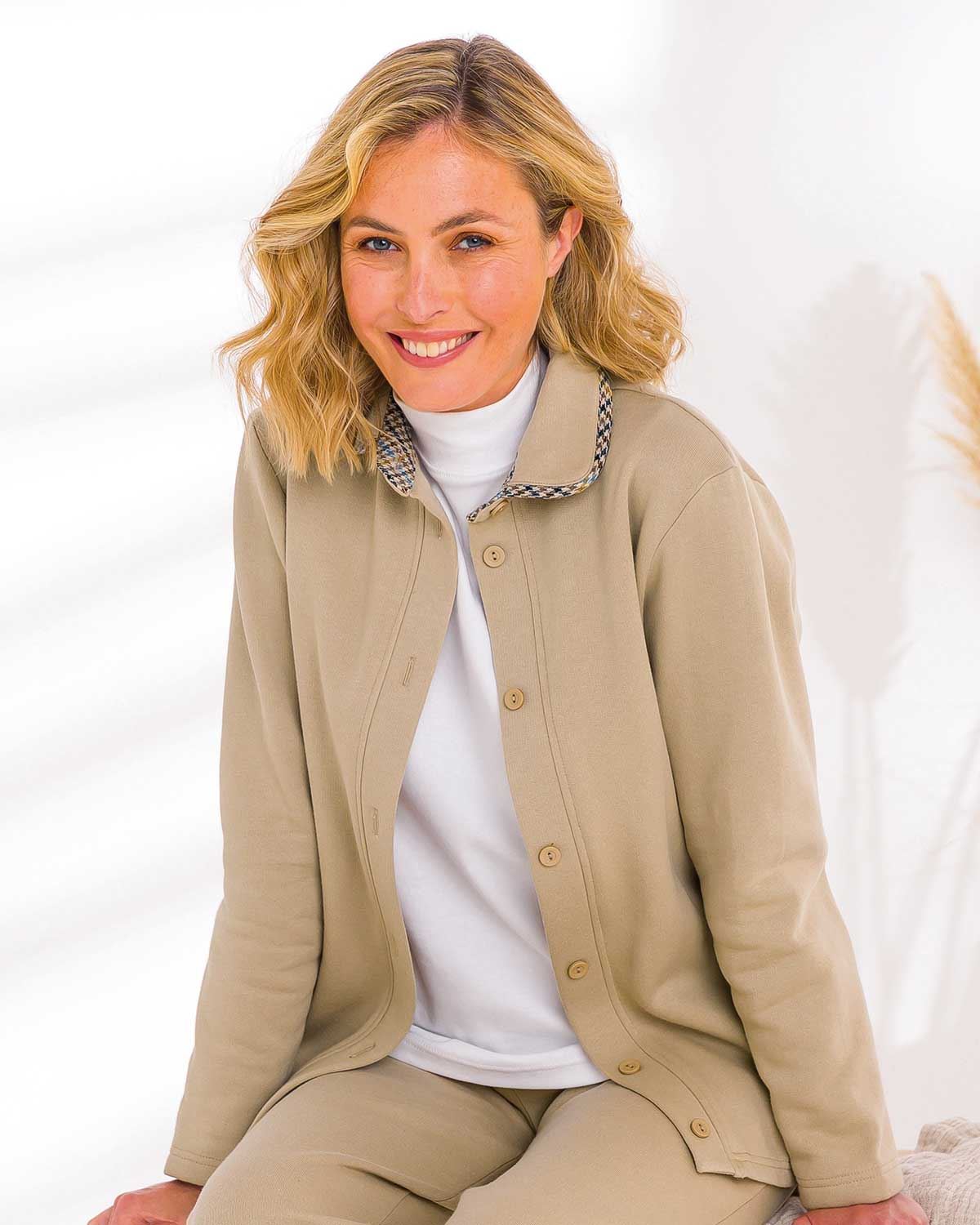 Camden Ladies Trimmed Fleece Leisure Cardigan - Image 1 - The Classic Boutique