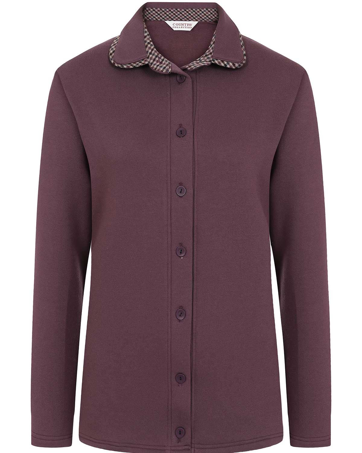 Santorini Ladies Leisure Fleece Cardigan - Plum - Image 2 - The Classic Boutique