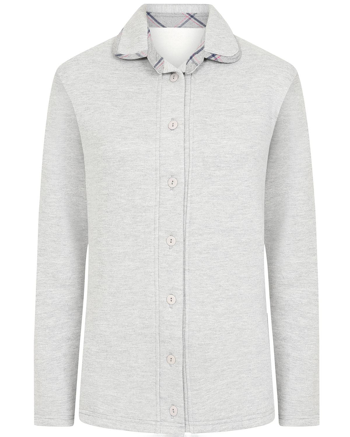 Rhodes Ladies Trimmed Fleece Ladies Leisure Cardigan - Silver - Image 2 - The Classic Boutique