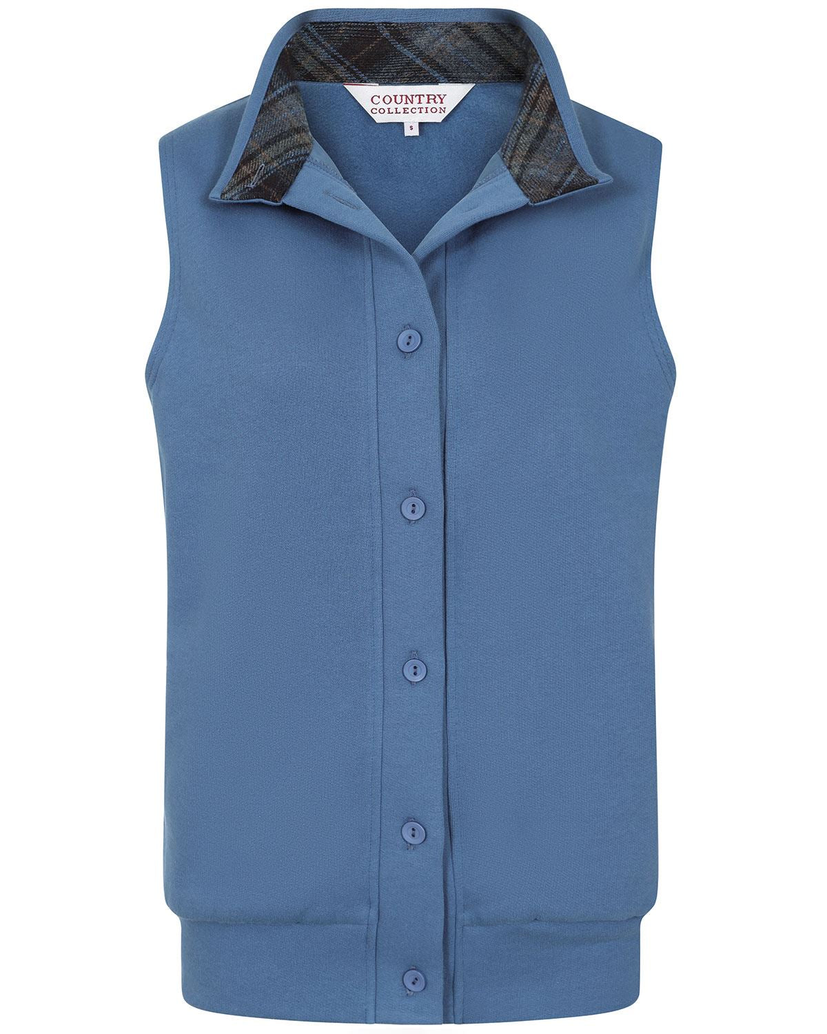 Dover Cowl Neck Trimmed Ladies Leisure Gilet - Blue - Image 2 - The Classic Boutique