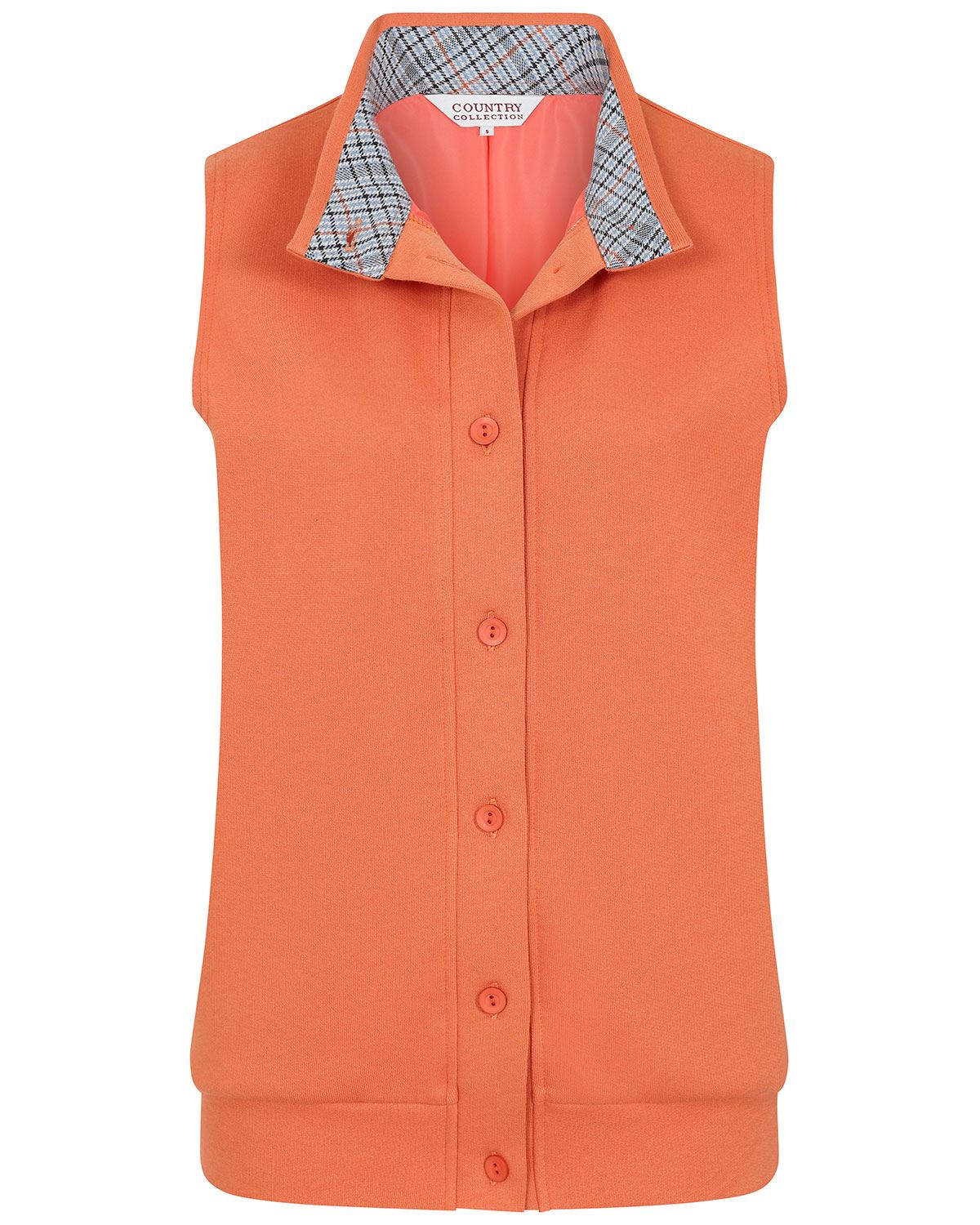 Torquay Cowl Neck Trimmed Ladies Leisure Gilet - Orange - Image 2 - The Classic Boutique