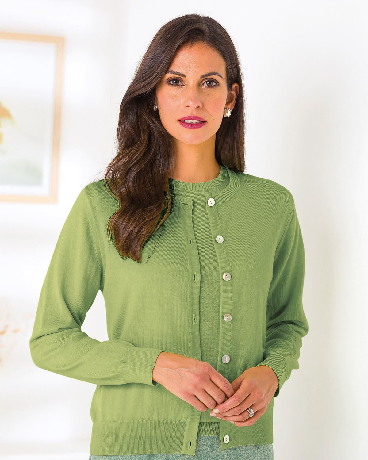 Merino Short Cardigan - Kiwi - The Classic Boutique