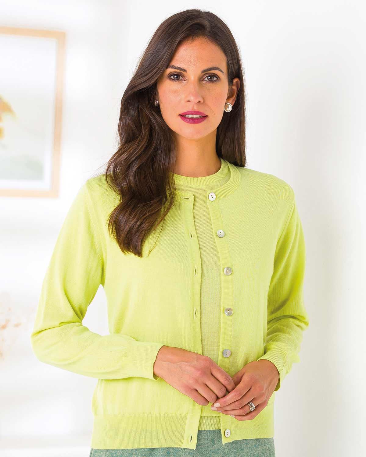 Merino Short Cardigan - Pistachio - The Classic Boutique