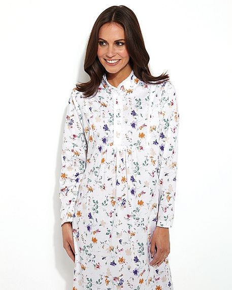 Jasmine Nightdress - White/Pink/Purple - Image 1 - The Classic Boutique