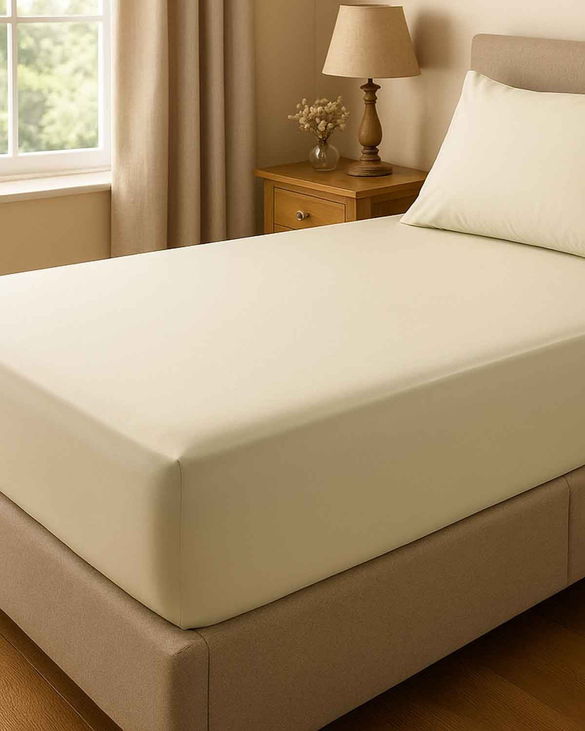 Easycare Polycotton Extra Deep Fitted Sheets - Ivory - The Classic Boutique