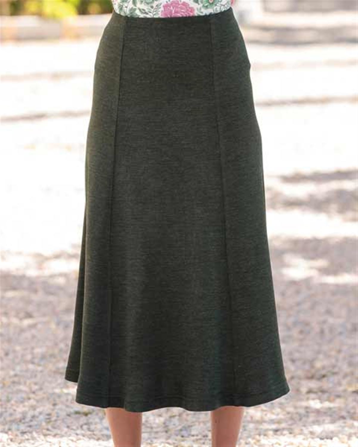 Wool Blend Pull on Moss Green Skirt - Moss - The Classic Boutique