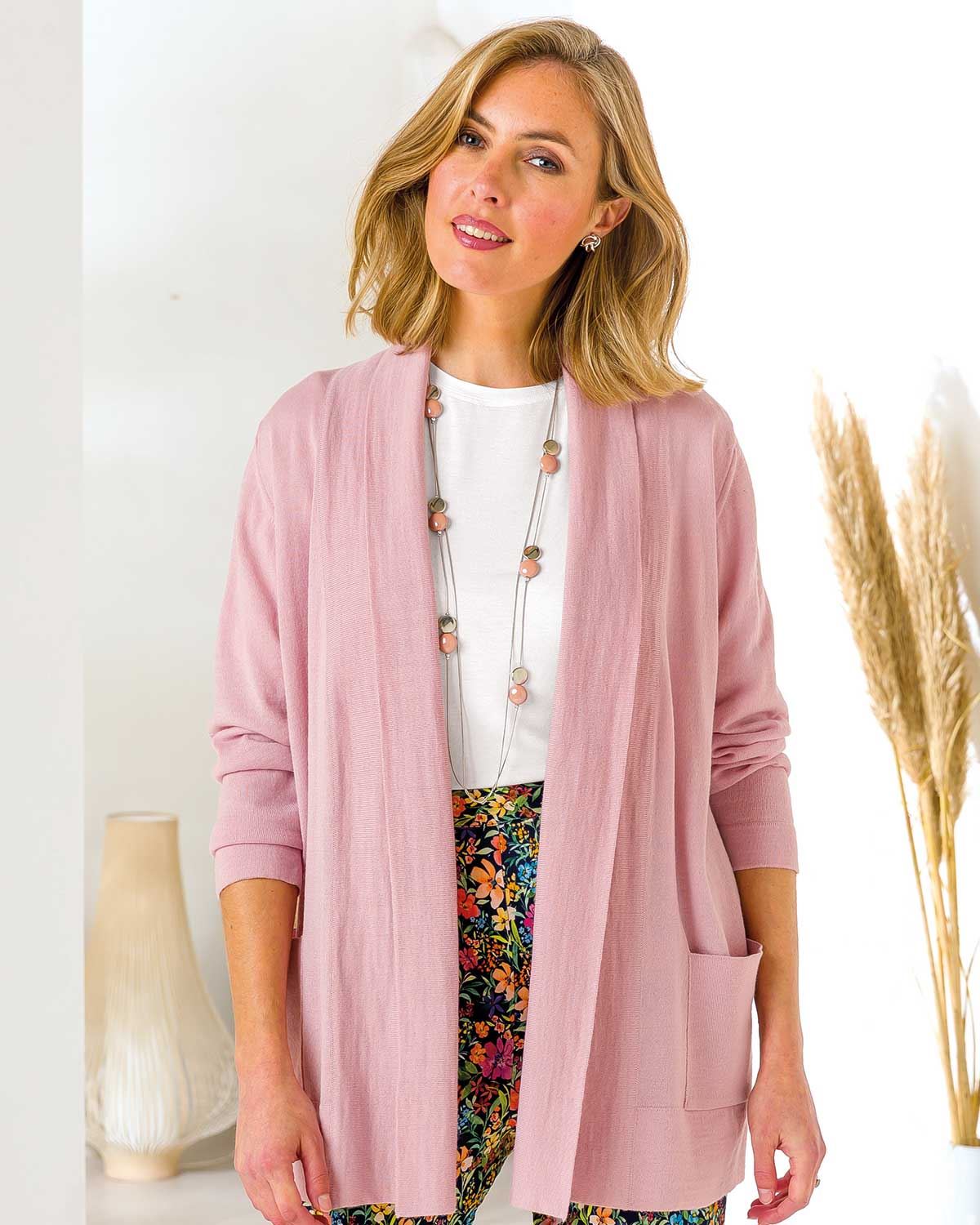 Celine Merino Wool Blend Cardigan - Powder Pink - The Classic Boutique