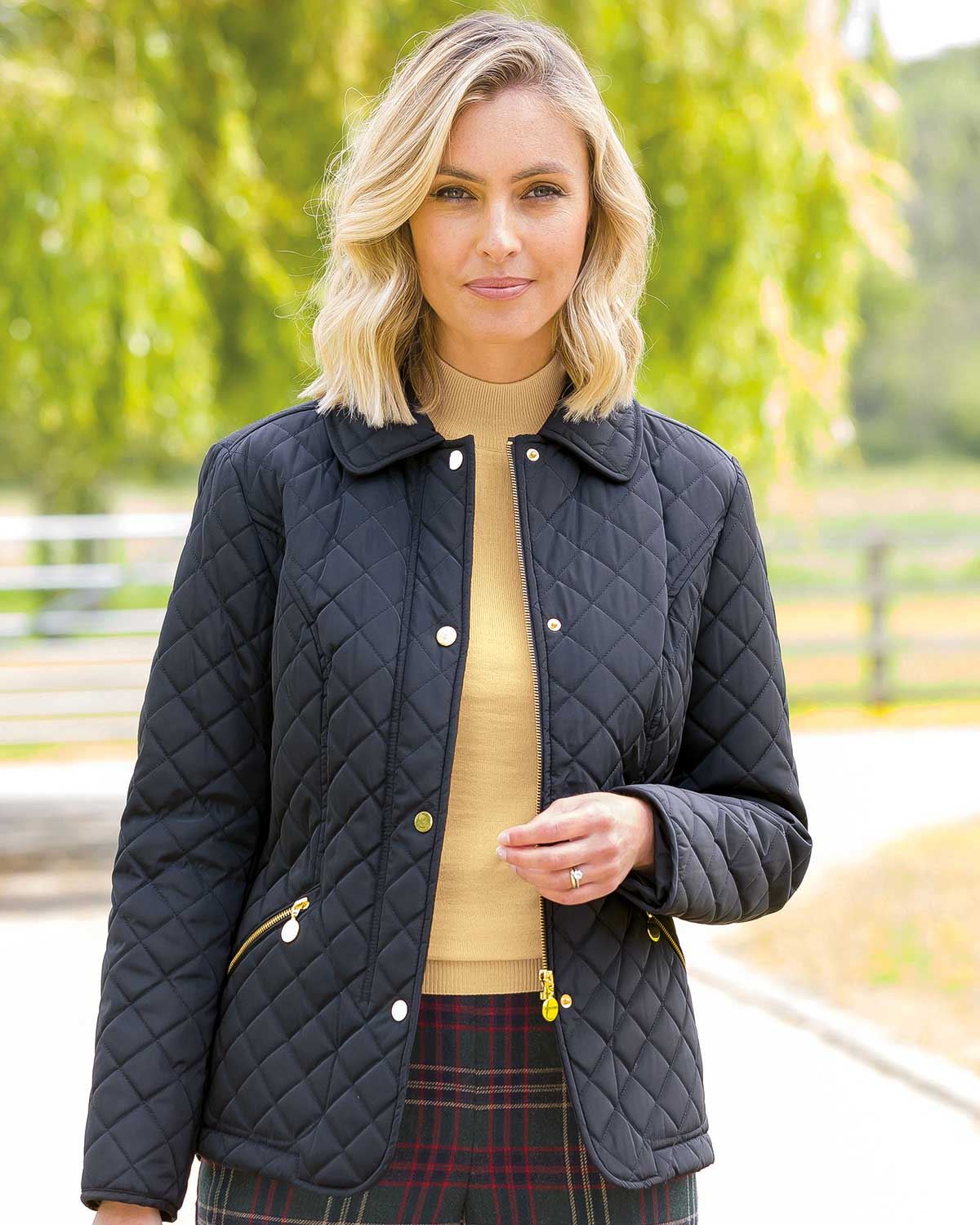 Ladies Quilted Jacket - Navy - The Classic Boutique