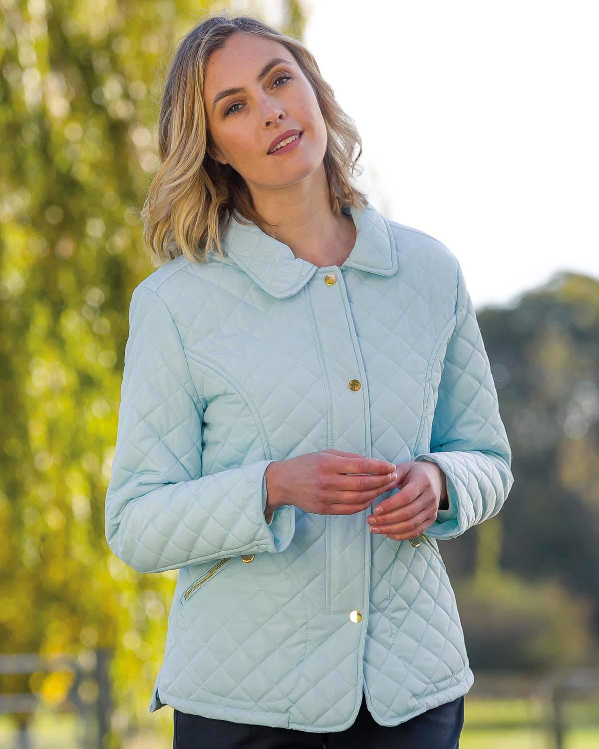 Ladies Quilted Jacket - Ice Blue - The Classic Boutique