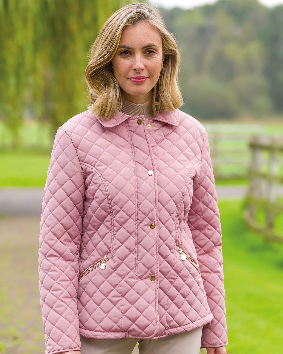 Ladies Quilted Jacket - Dusky Rose - The Classic Boutique