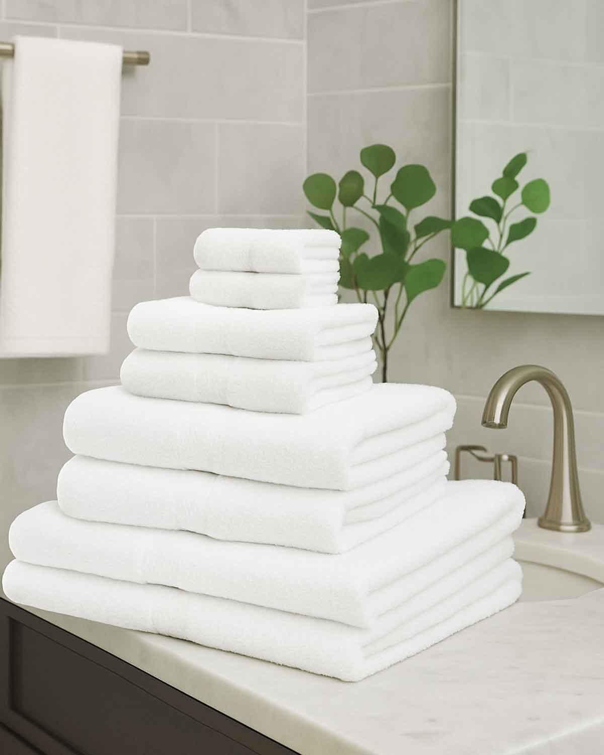 Soft Pure Cotton 6 Piece Towel Set - White - The Classic Boutique