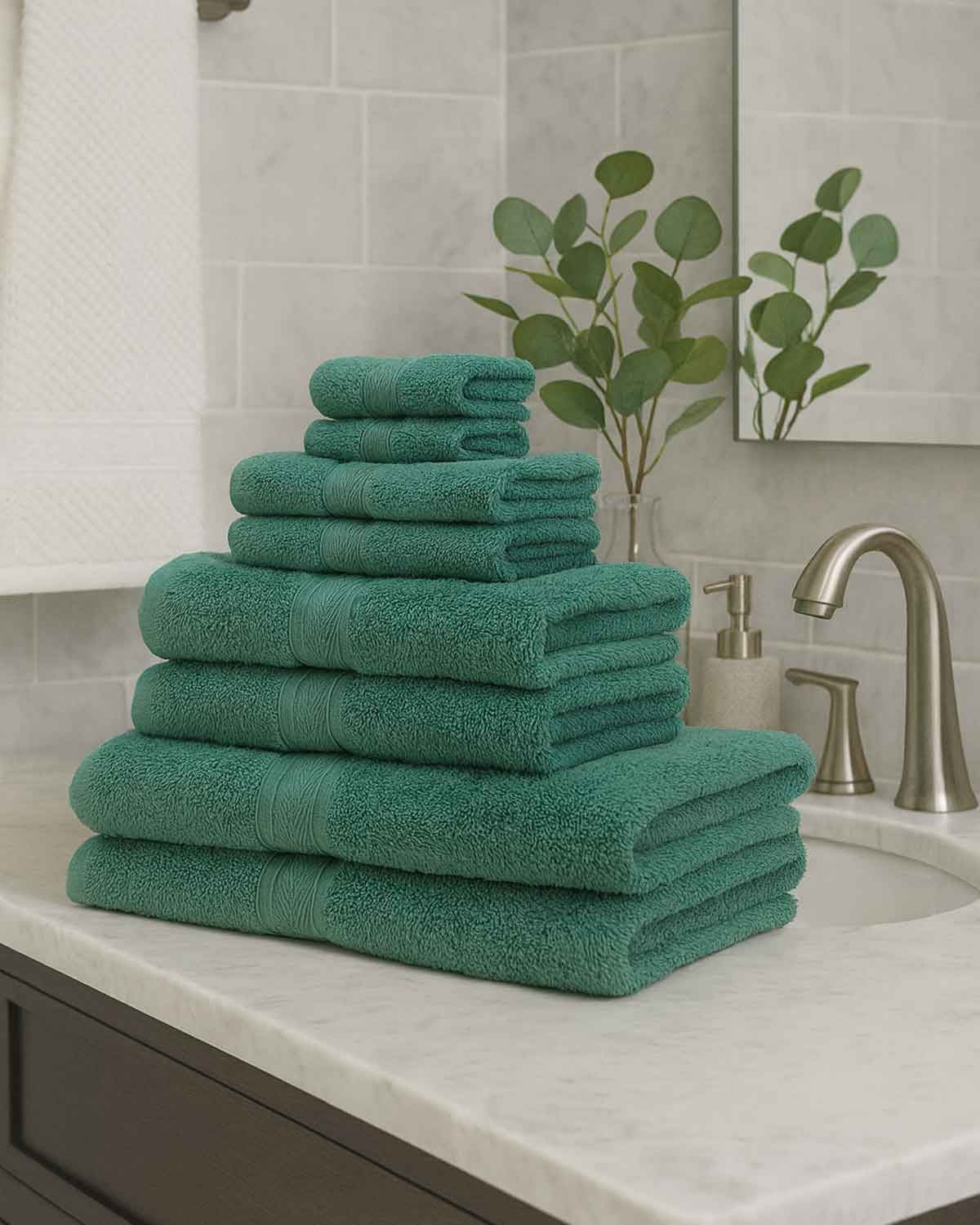 Soft Pure Cotton 6 Piece Towel Set  - Aqua - The Classic Boutique