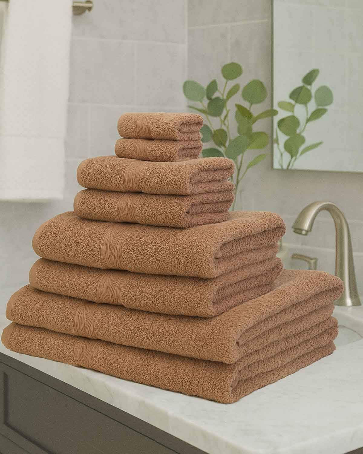 Soft Pure Cotton 6 Piece Towel Set - Oatmeal - The Classic Boutique