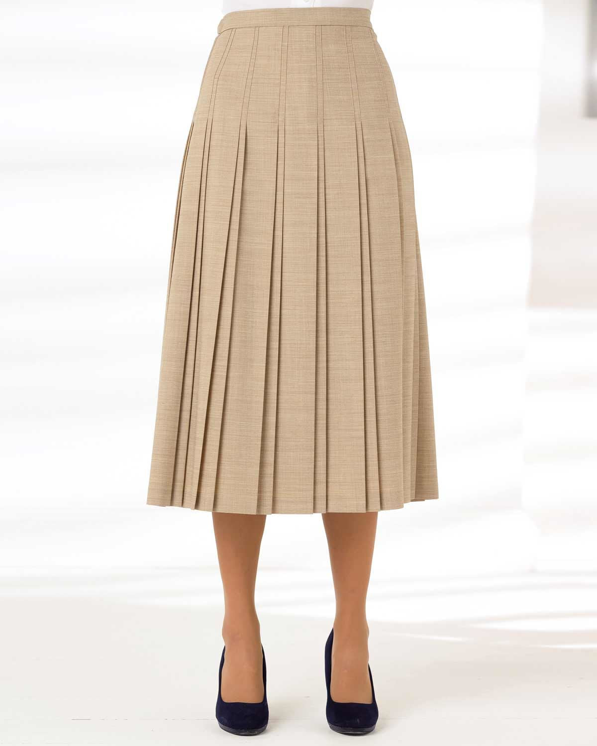Sandown Pleated Skirt - Stone - The Classic Boutique