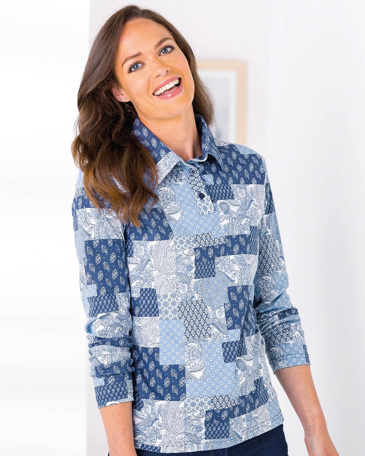 Molly Multi Coloured Pure Cotton Polo Top - The Classic Boutique