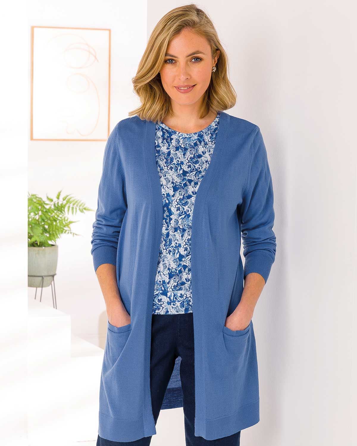 Goldie Ladies Merino Wool Cardigan - Topaz - The Classic Boutique