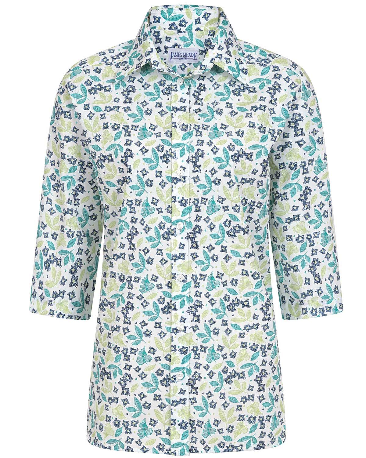 Mindy Patterned 3/4 Sleeve Cotton Blouse - Image 2 - The Classic Boutique