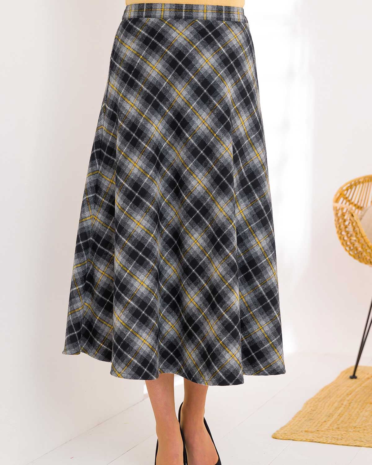 Sutton Lined Wool Blend Lined Tweed Checked Skirt - Image 1 - The Classic Boutique