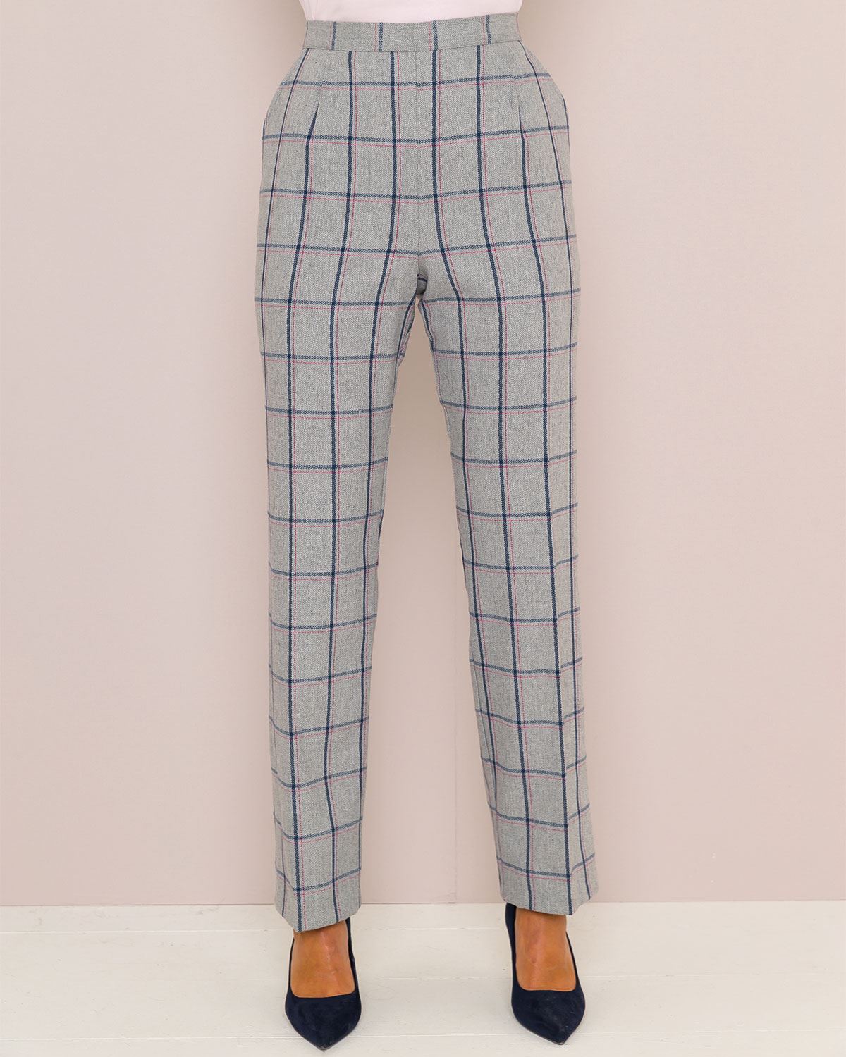 Rhodes Pull On Wool Blend Checked Trousers - Image 1 - The Classic Boutique