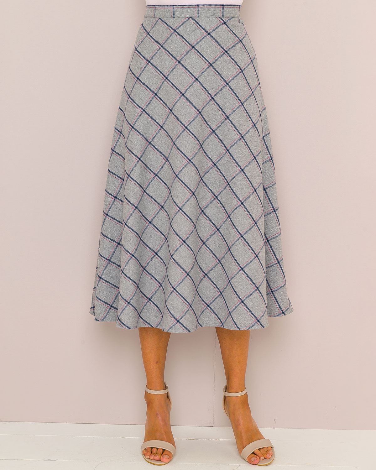 Rhodes Wool Blend Lined Checked Tweed Ladies Skirt - Image 1 - The Classic Boutique