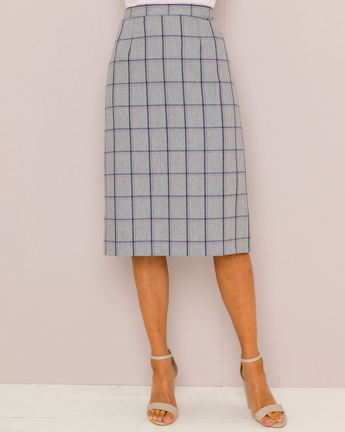 Rhodes Wool Blend Tweed Checked Straight Skirt - Image 1 - The Classic Boutique