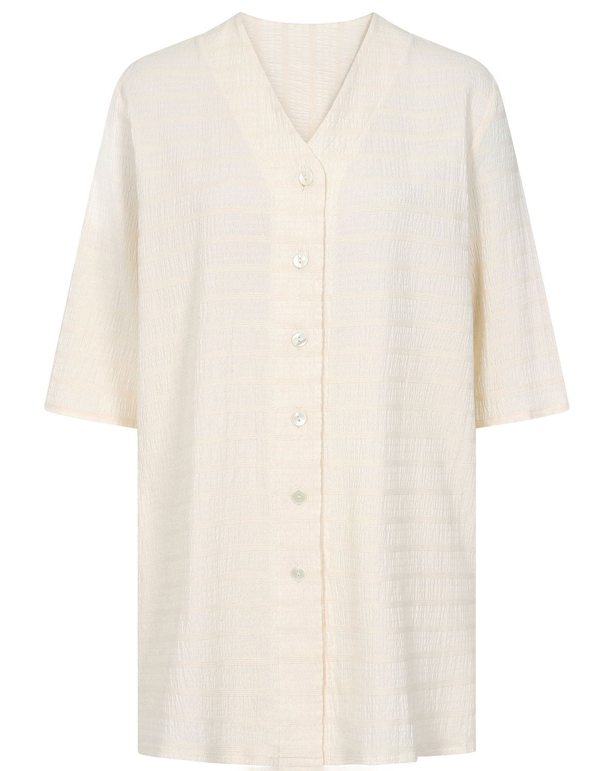 Virginia Cream 3/4 Sleeve Cotton Mix Blouse - Image 2 - The Classic Boutique