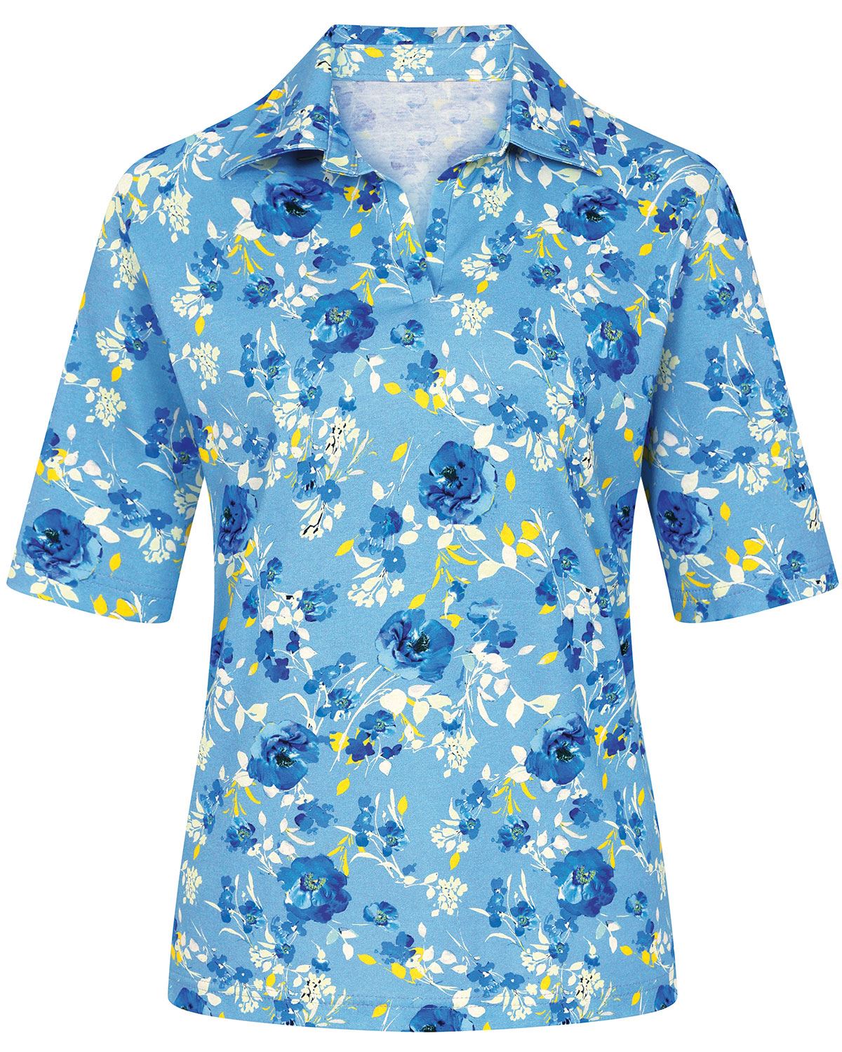 Becky Floral Short Sleeve Cotton Polo Top - Image 2 - The Classic Boutique