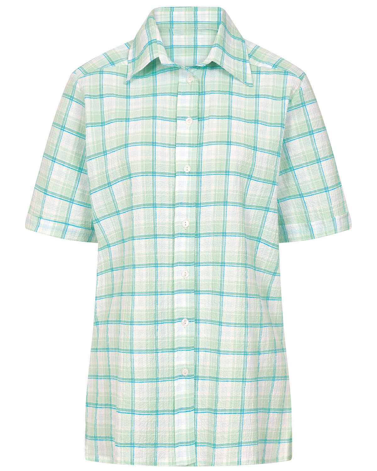 Carmel Checked Short Sleeve Seersucker Blouse - Image 2 - The Classic Boutique