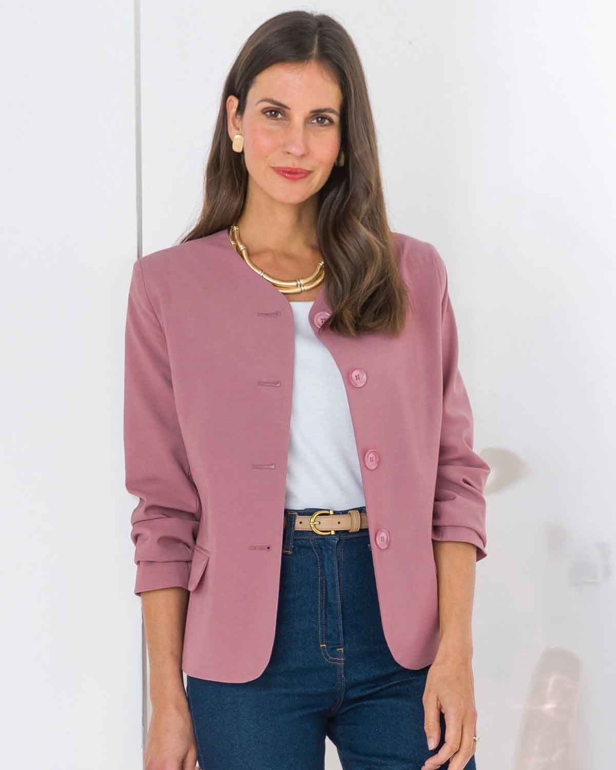 Sandown Wool Mix Fully Lined Ladies Jacket - Rose - Image 1 - The Classic Boutique