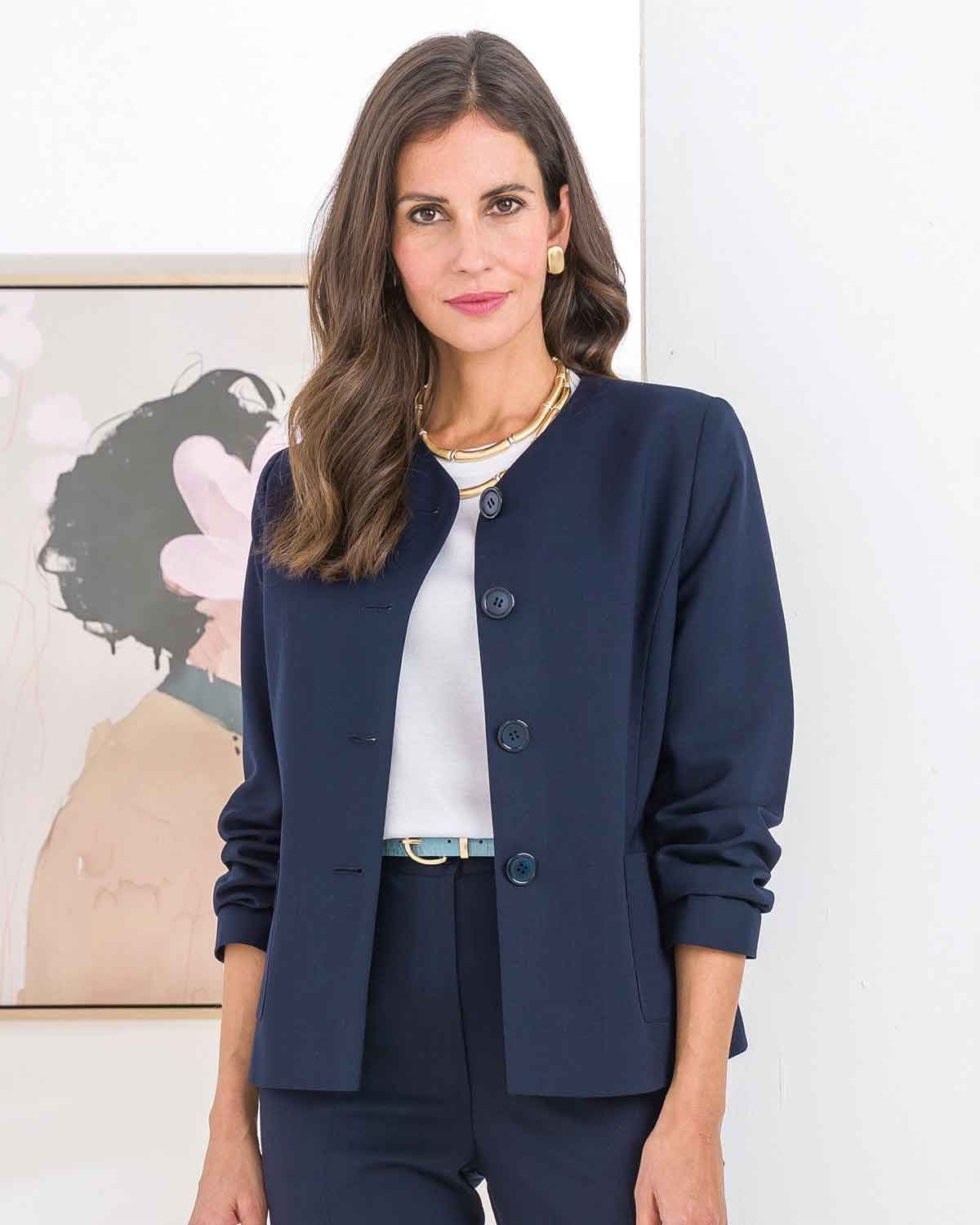 Sandown Wool Mix Fully Lined Ladies Jacket - Navy - Image 2 - The Classic Boutique