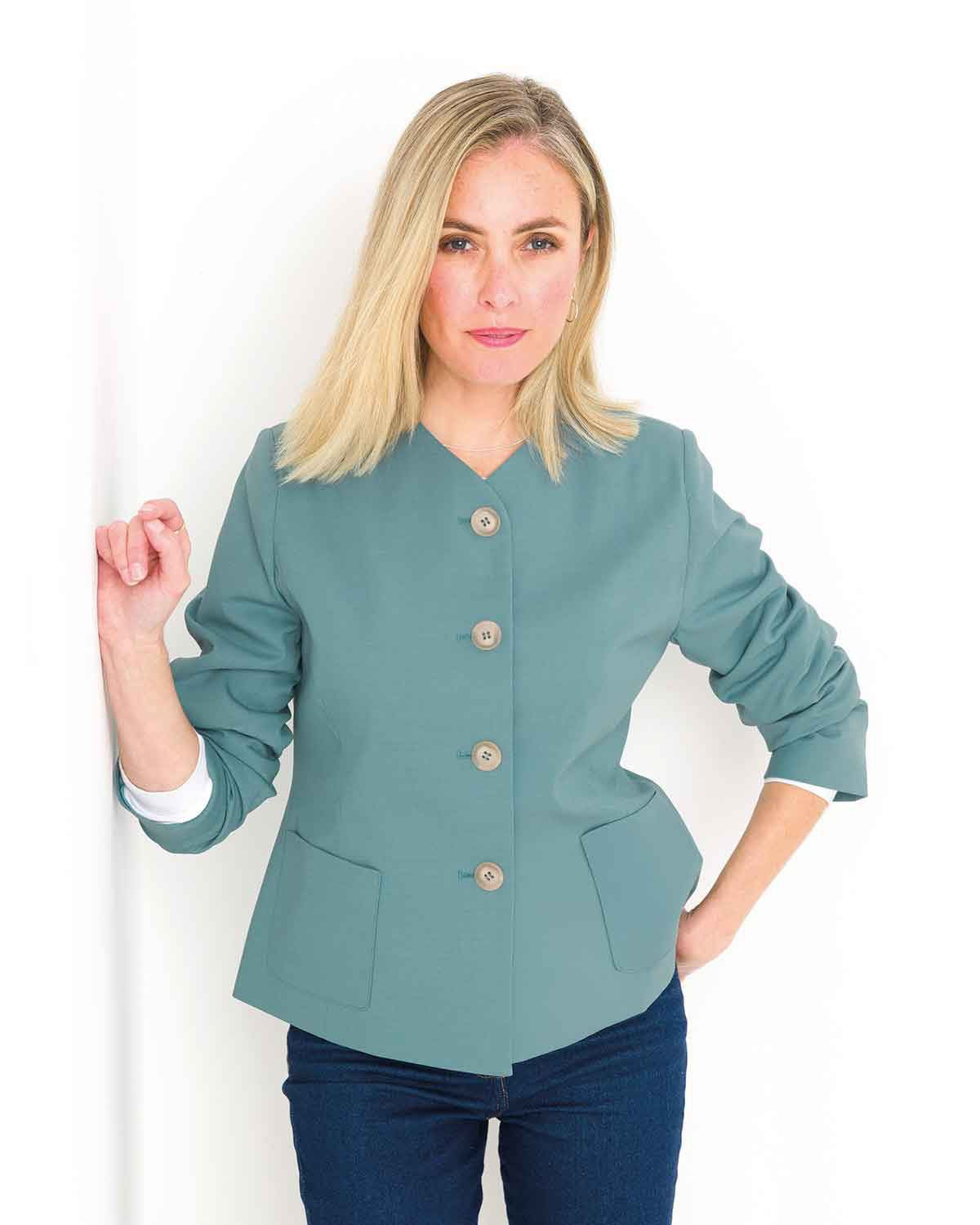 Sandown Wool Mix Fully Lined Ladies Jacket - Ocean - Image 2 - The Classic Boutique