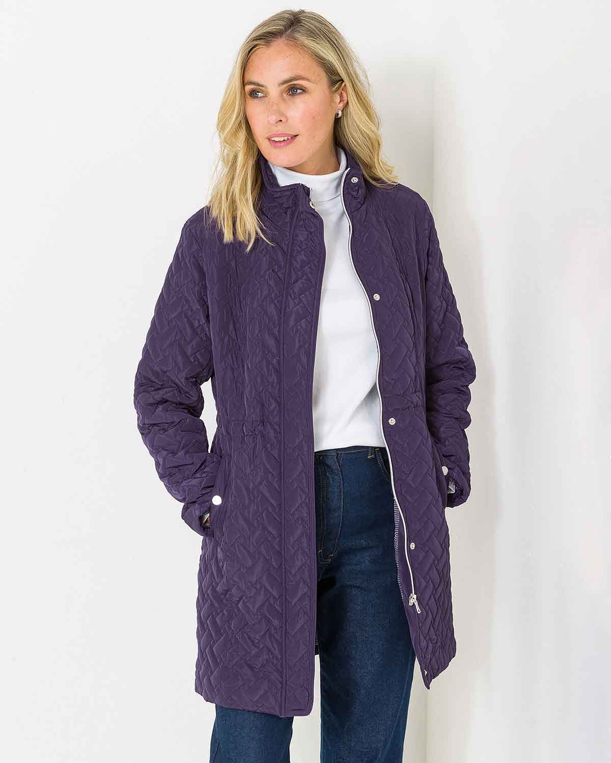 Ursula Quilted Showerproof 3/4 Length Coat - Image 2 - The Classic Boutique