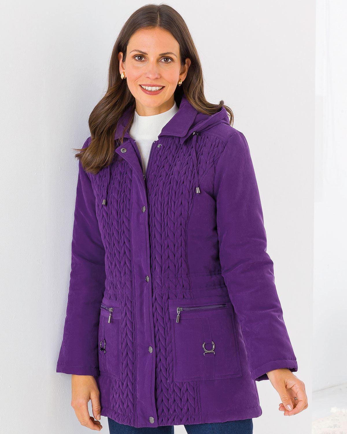 Marcia Soft Touch Padded Jacket - Dark Purple - Image 1 - The Classic Boutique