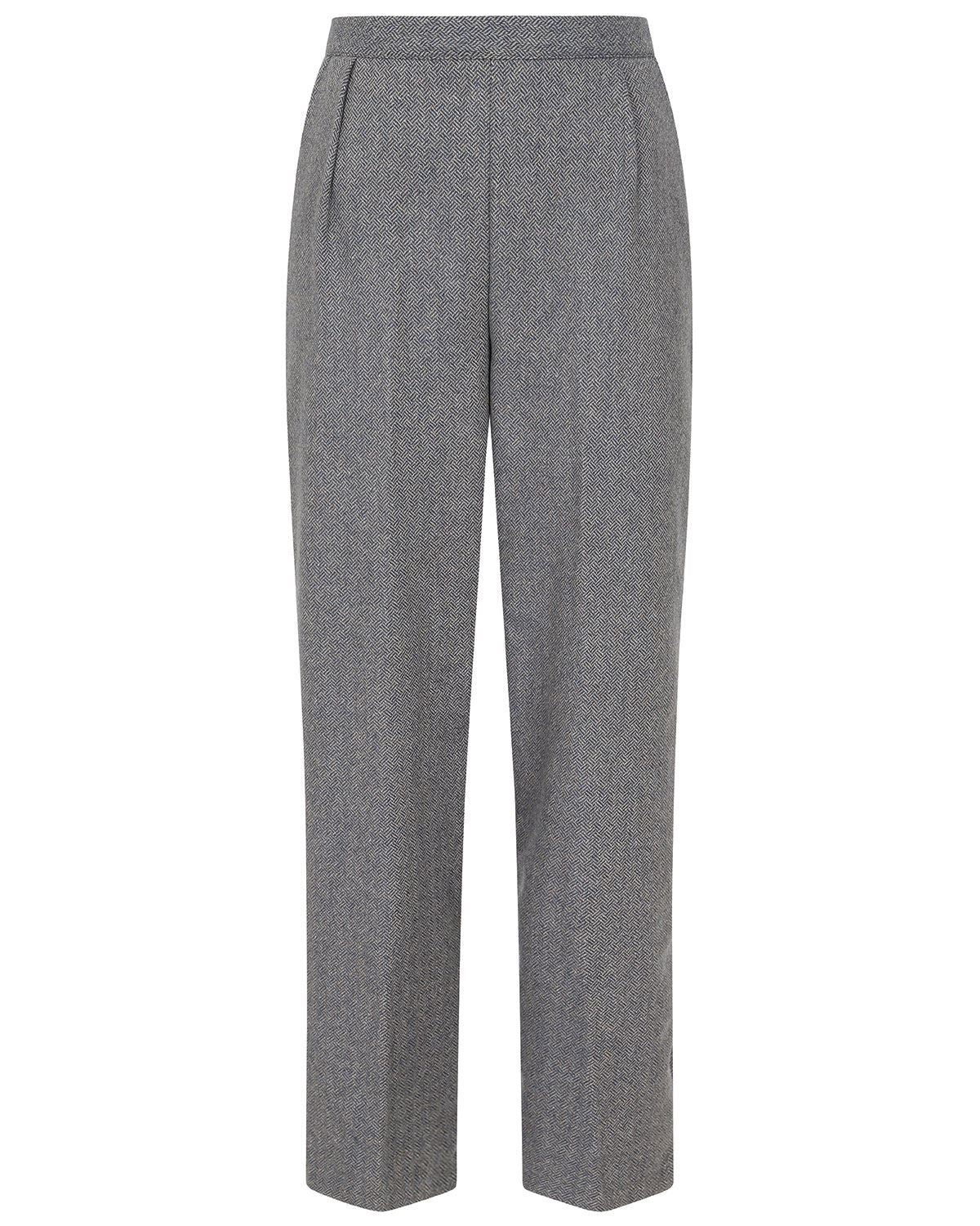 Medway Herringbone Pull On Wool Blend Tweed Trousers - Image 2 - The Classic Boutique