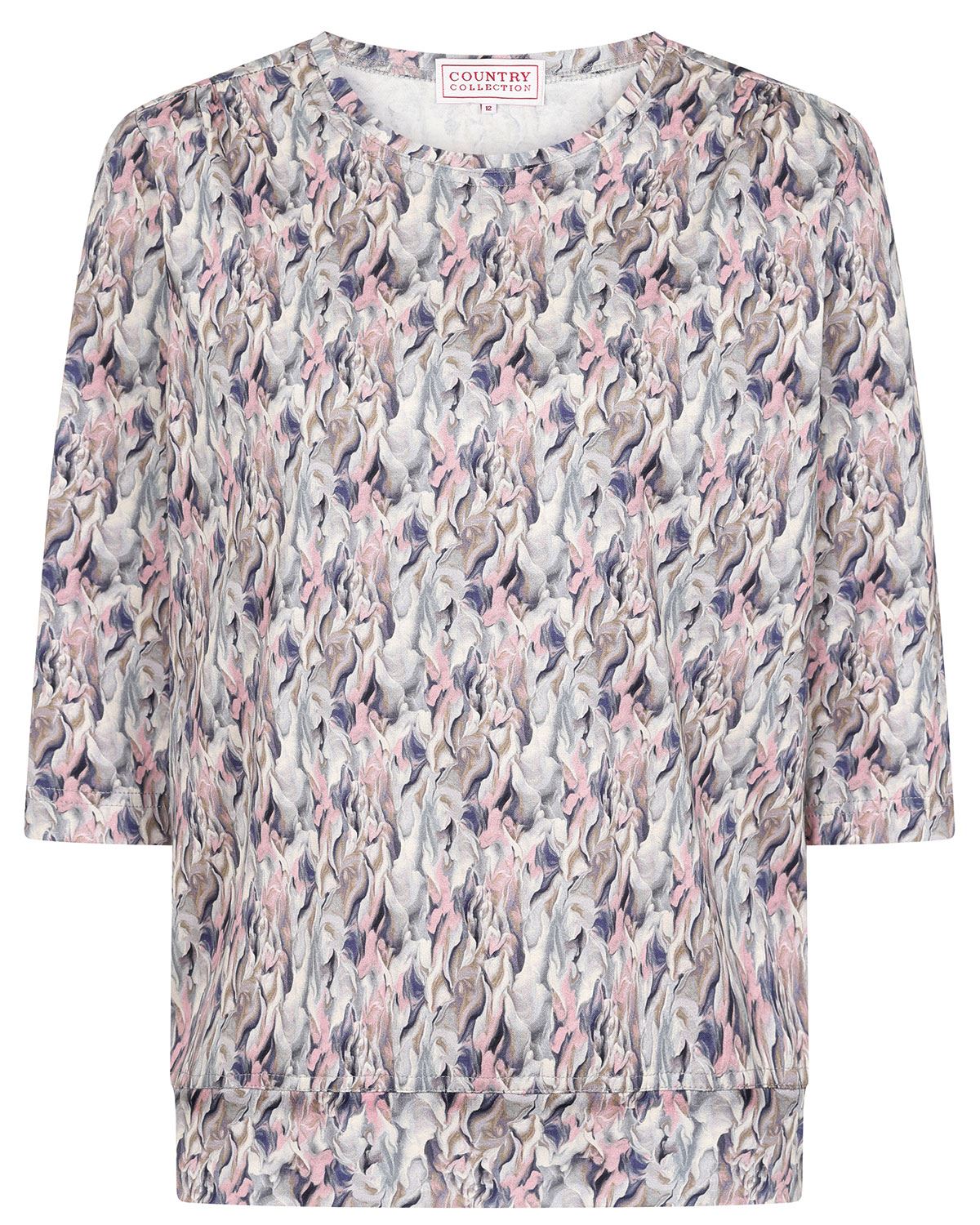 Marissa Patterned Cotton 3/4 Sleeve Blouson Top - Image 2 - The Classic Boutique