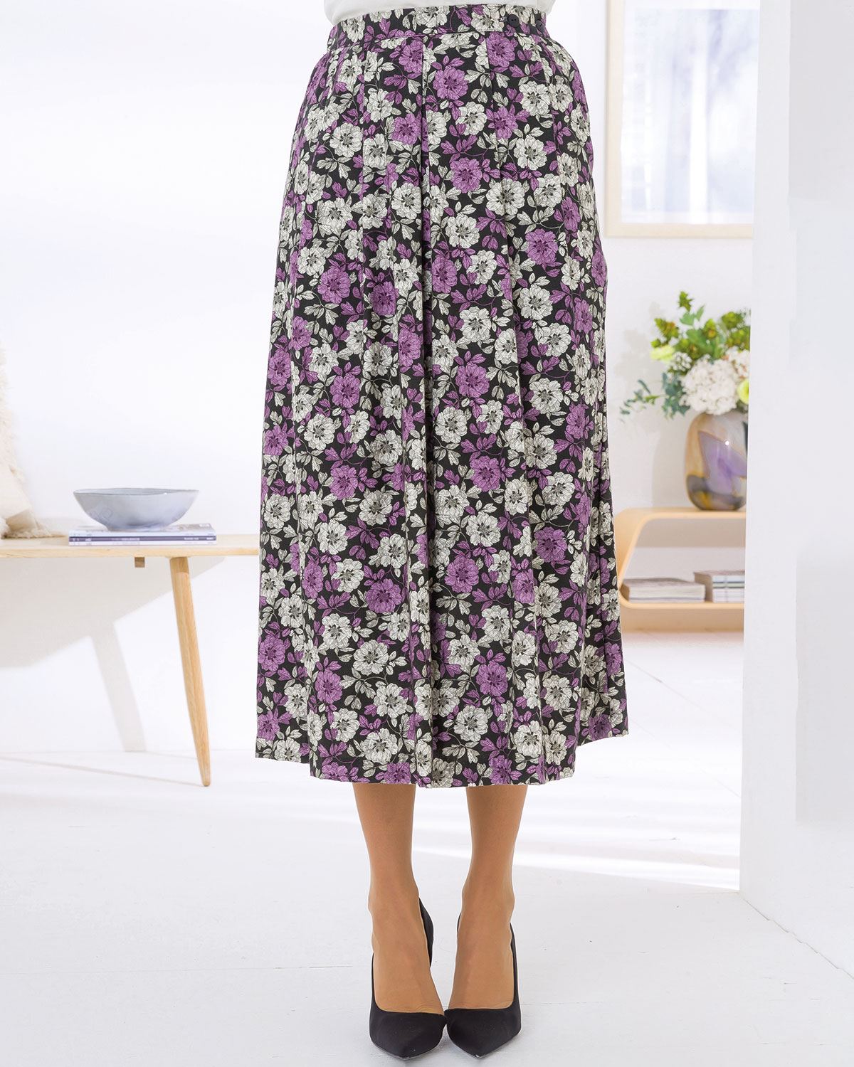 Elizabeth Floral Soft Pleated Cotton Mix Skirt - Image 1 - The Classic Boutique