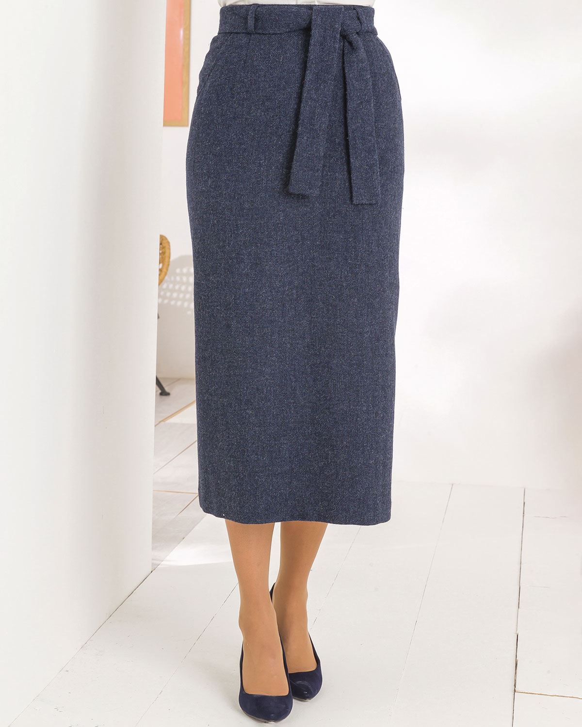 Chatham A Line Belted Pure Wool Tweed Lined Skirt - Image 1 - The Classic Boutique
