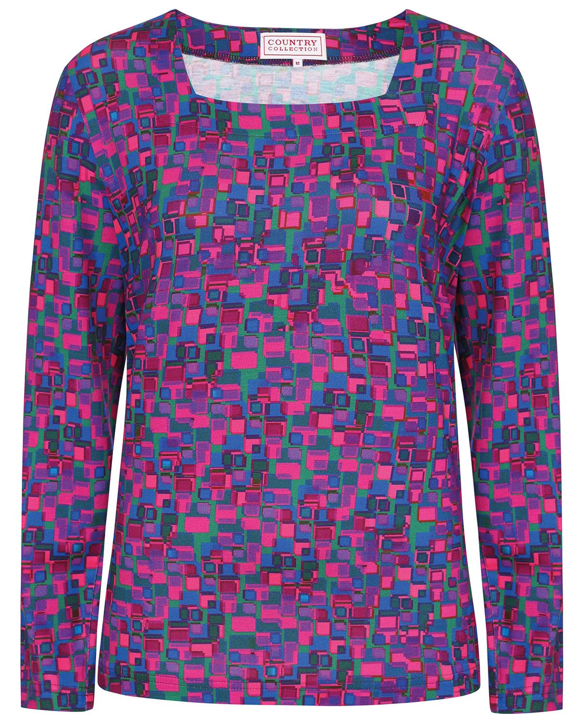 Athena Patterned Square Neck Long Sleeve Top - Image 2 - The Classic Boutique