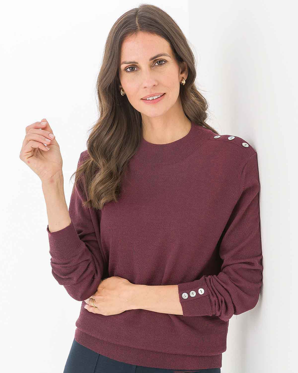 Demi Button Detail Merino Turtle Neck Jumper - Image 1 - The Classic Boutique