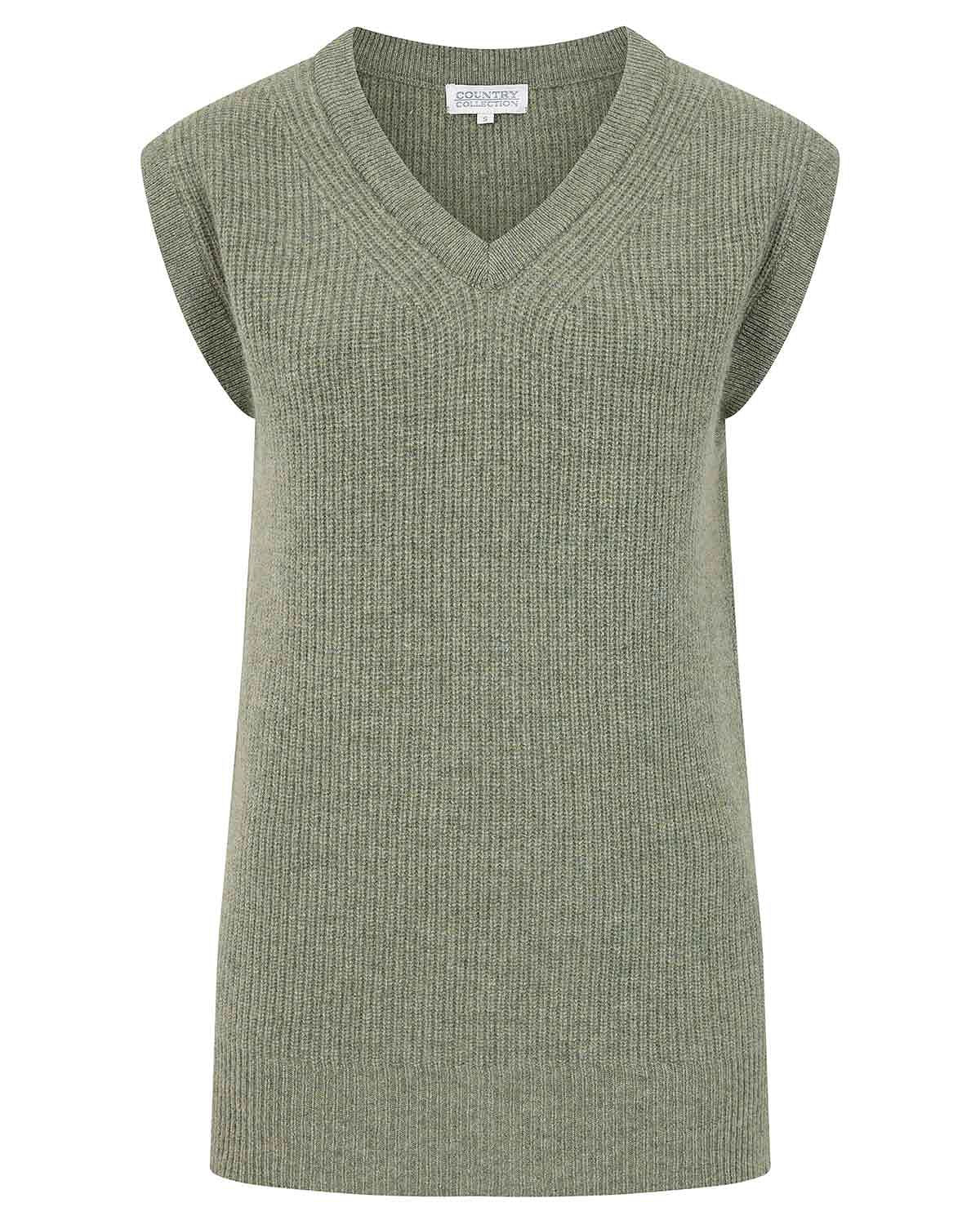 Ingrid V Neck Lambswool Tunic Slipover - Pale Green - Image 3 - The Classic Boutique