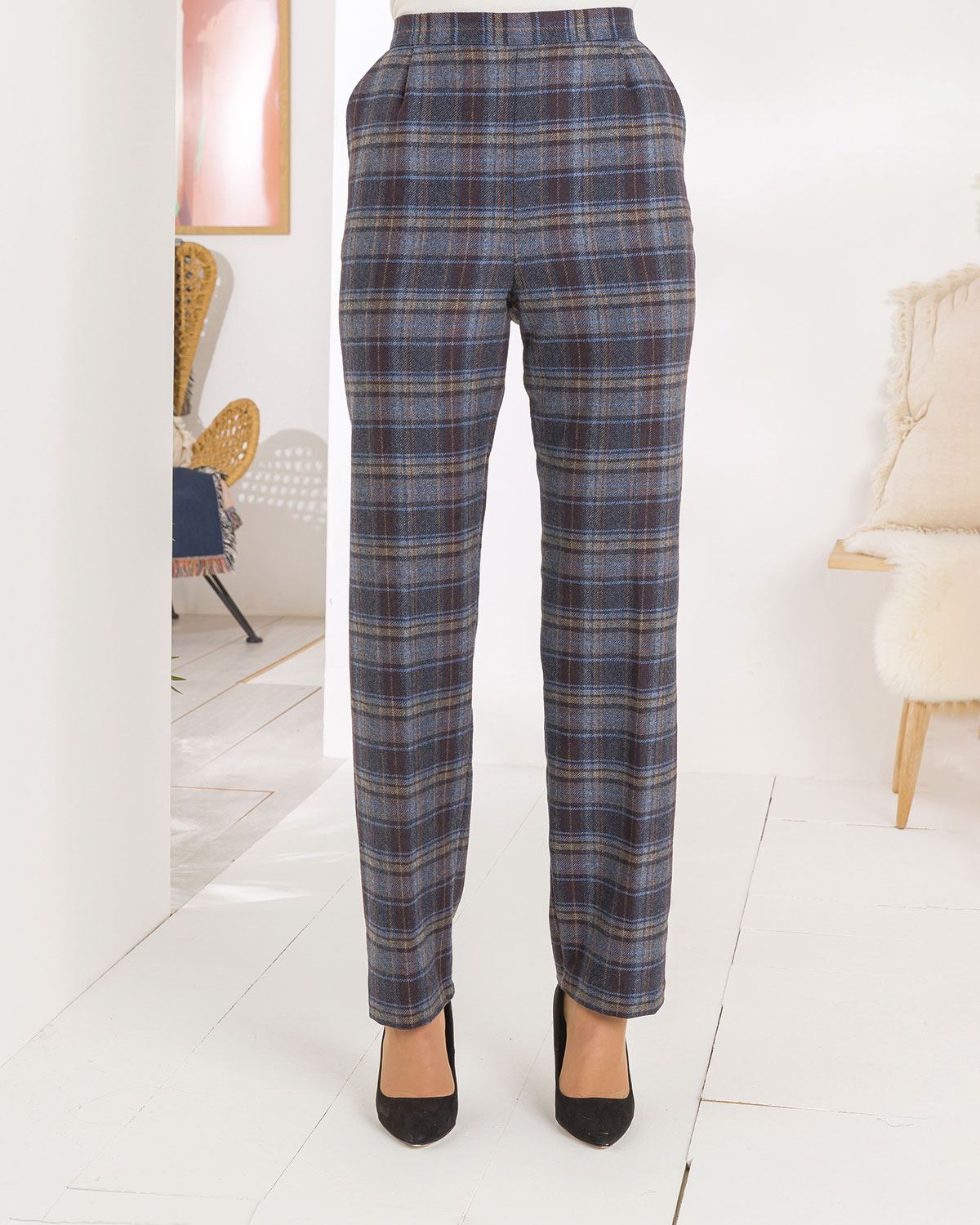 Dover Wool Blend Checked Trousers - Image 1 - The Classic Boutique
